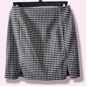 Gingham Mini Skirt with Slits